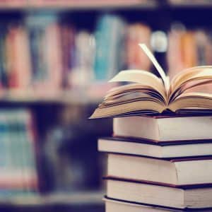 book library with open textbook kopiya x