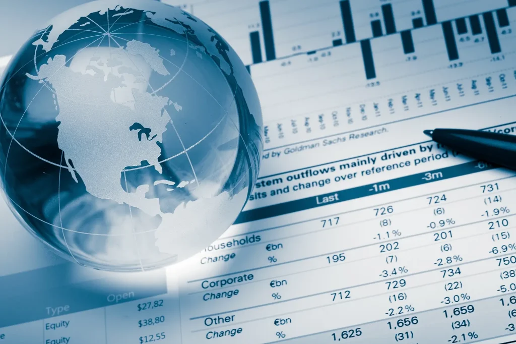 business graphs charts with glass globe kopiya x