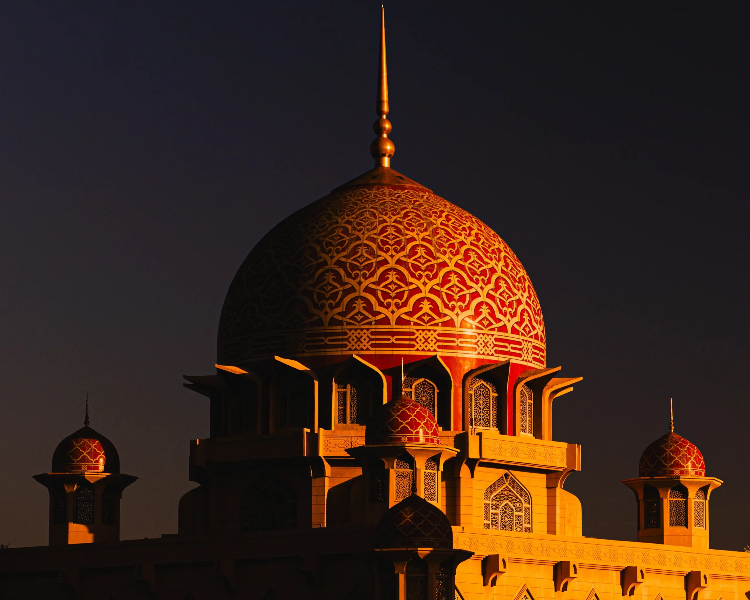 dome putra mosque malaysia sunset scaled